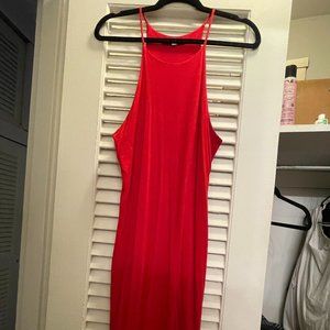Nordstrom Red High Neck Sleeveless Knit Mini Dress